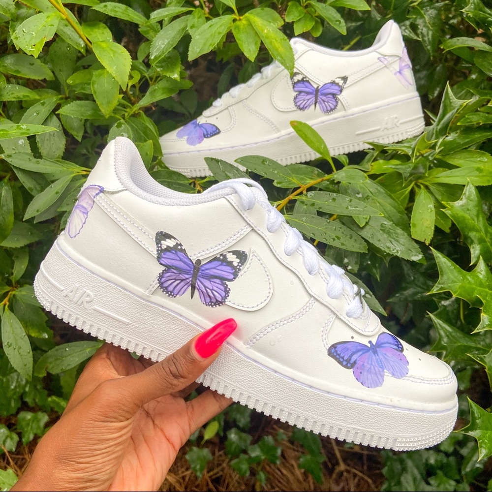 Purple Butterfly Air Force 1s